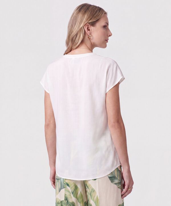 Blusa Cuello V Manga Corta Para Mujer