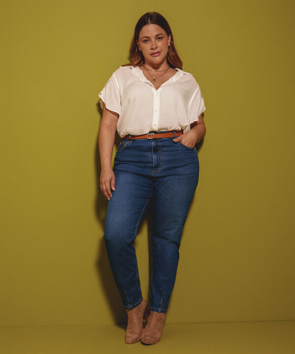 Jeans Mom con Desgastes image number null