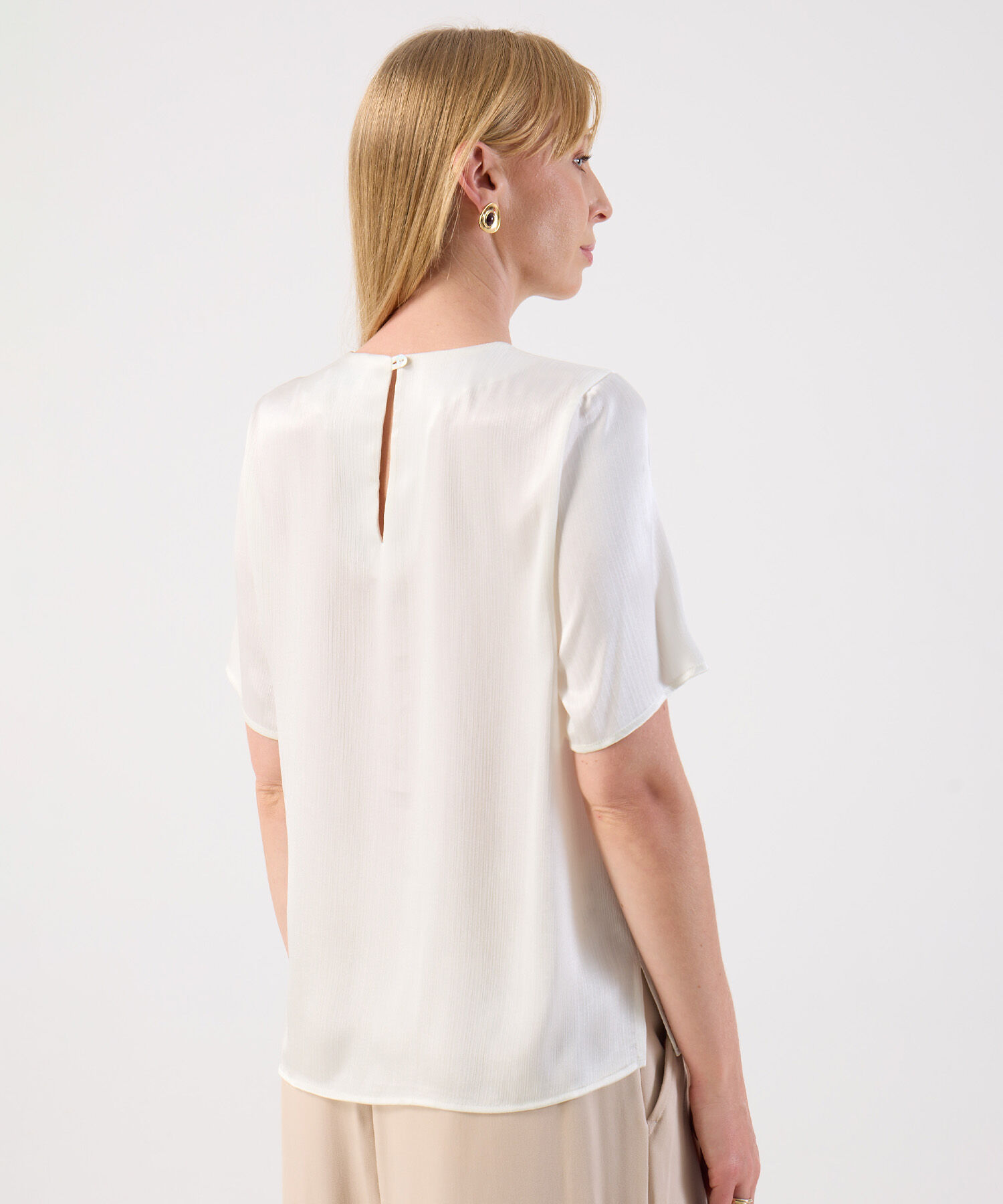 Blusa Básica Para Mujer Cuello Redondo Manga Corta