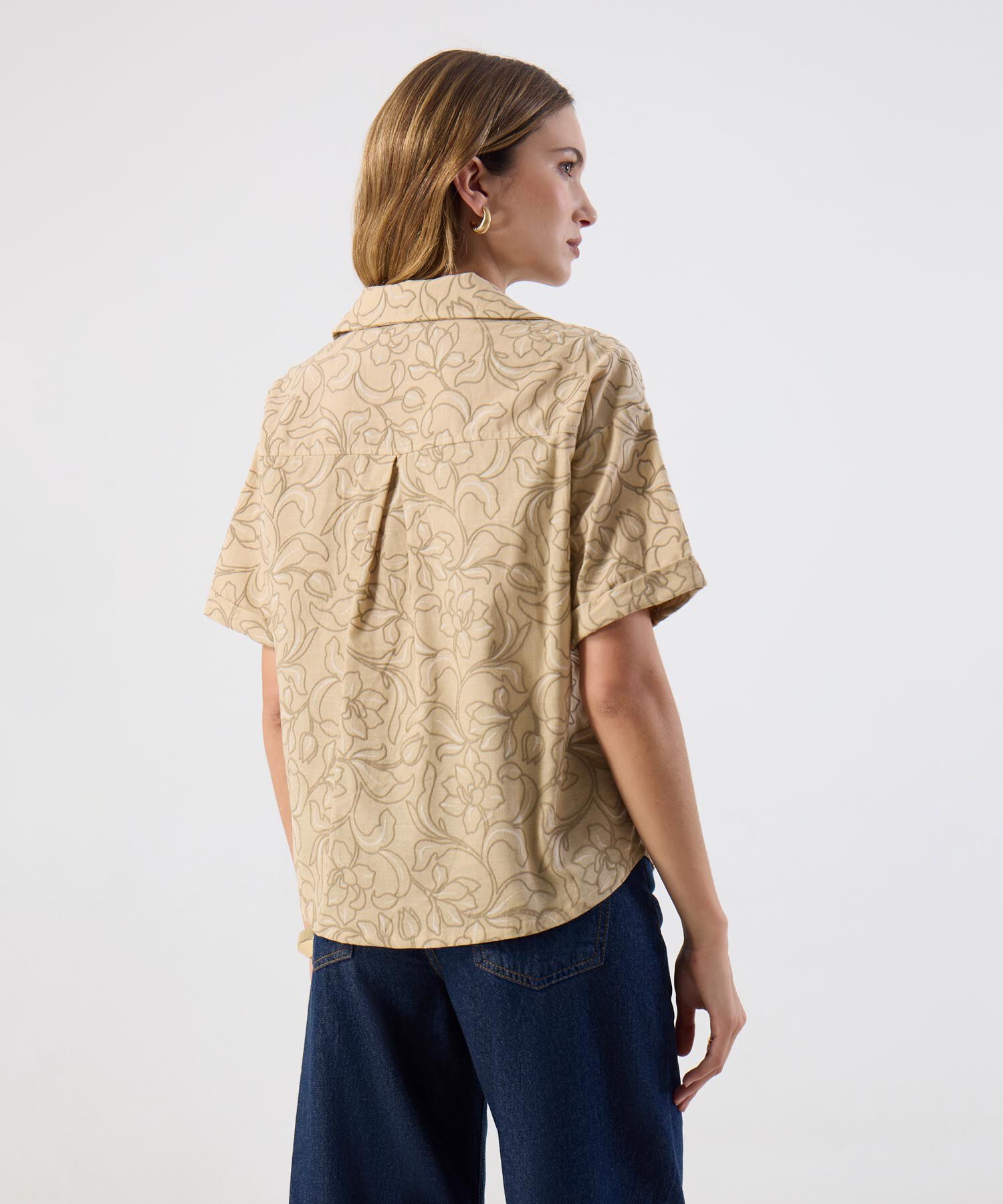 Camisa Con Cierre Frontal Y Solapa Para Mujer