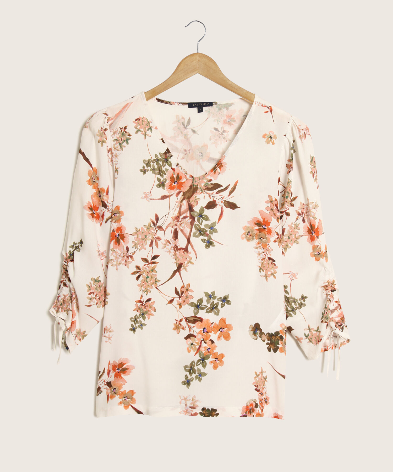 Blusa Estampada Con Detalle En Pu&ntilde;os