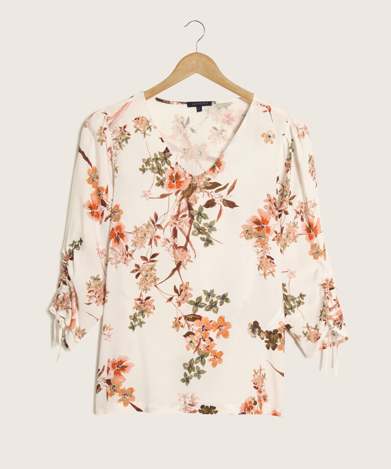 Blusa Estampada Con Detalle En Pu&ntilde;os