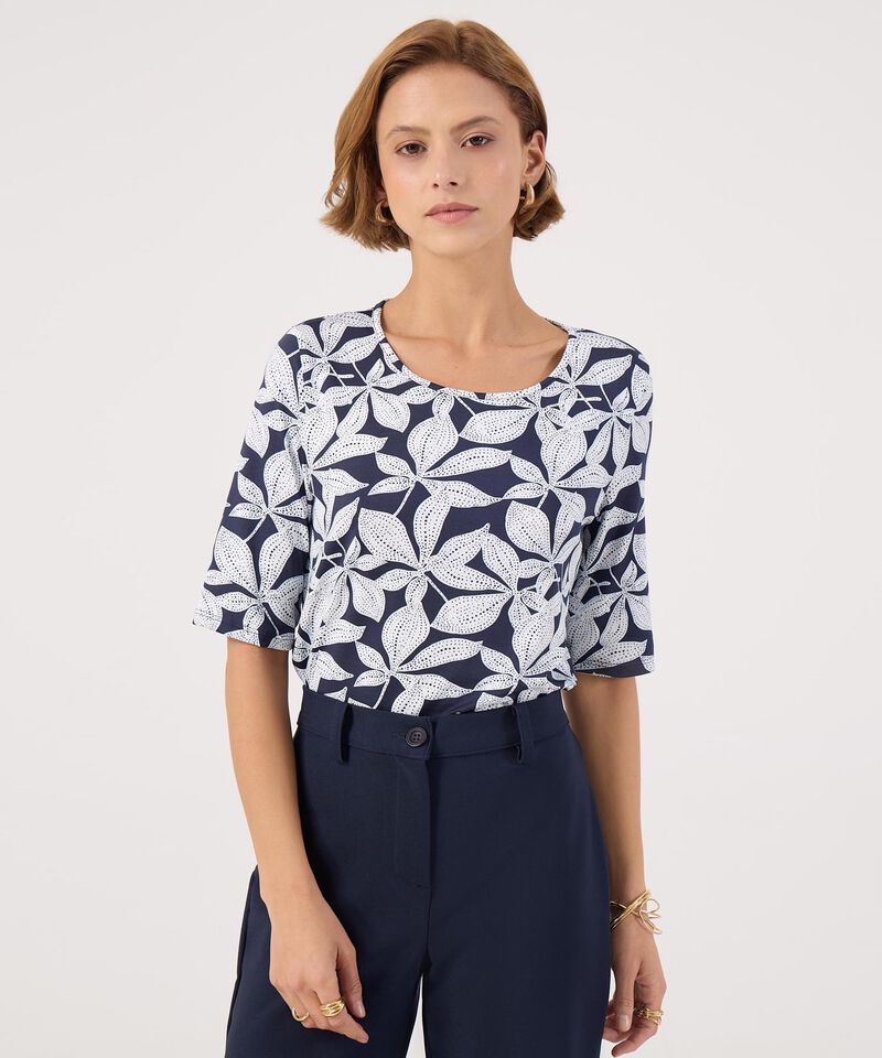 Camiseta Manga 3/4  Cuello Redondo  Estampada