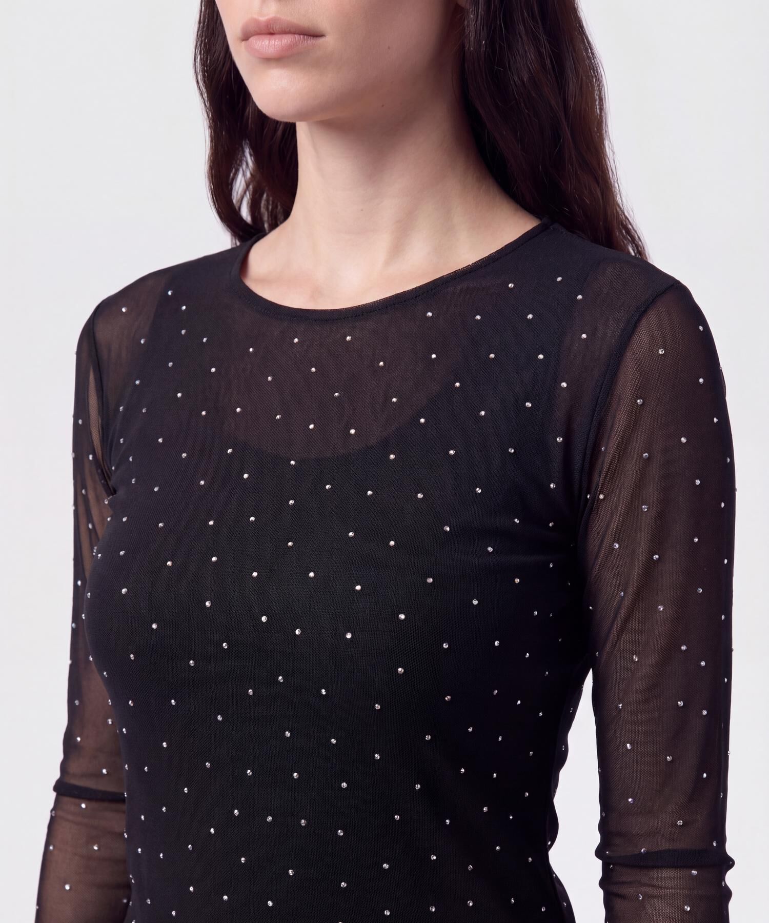 Camiseta Manga Larga de Malla Para Mujer