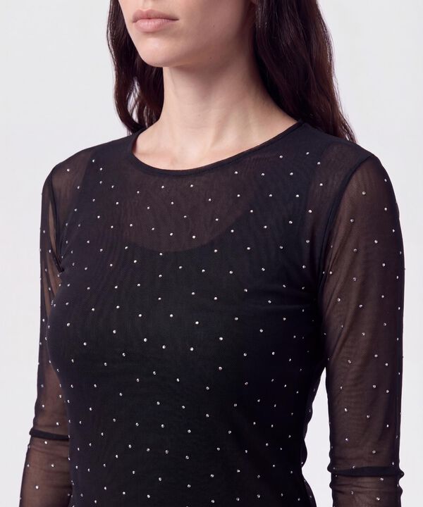 Camiseta Manga Larga de Malla Para Mujer