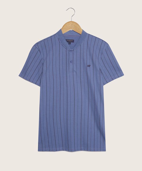 Polo Estampada, Cuello Mao Tejido Con Textura, Silueta Slim Fit