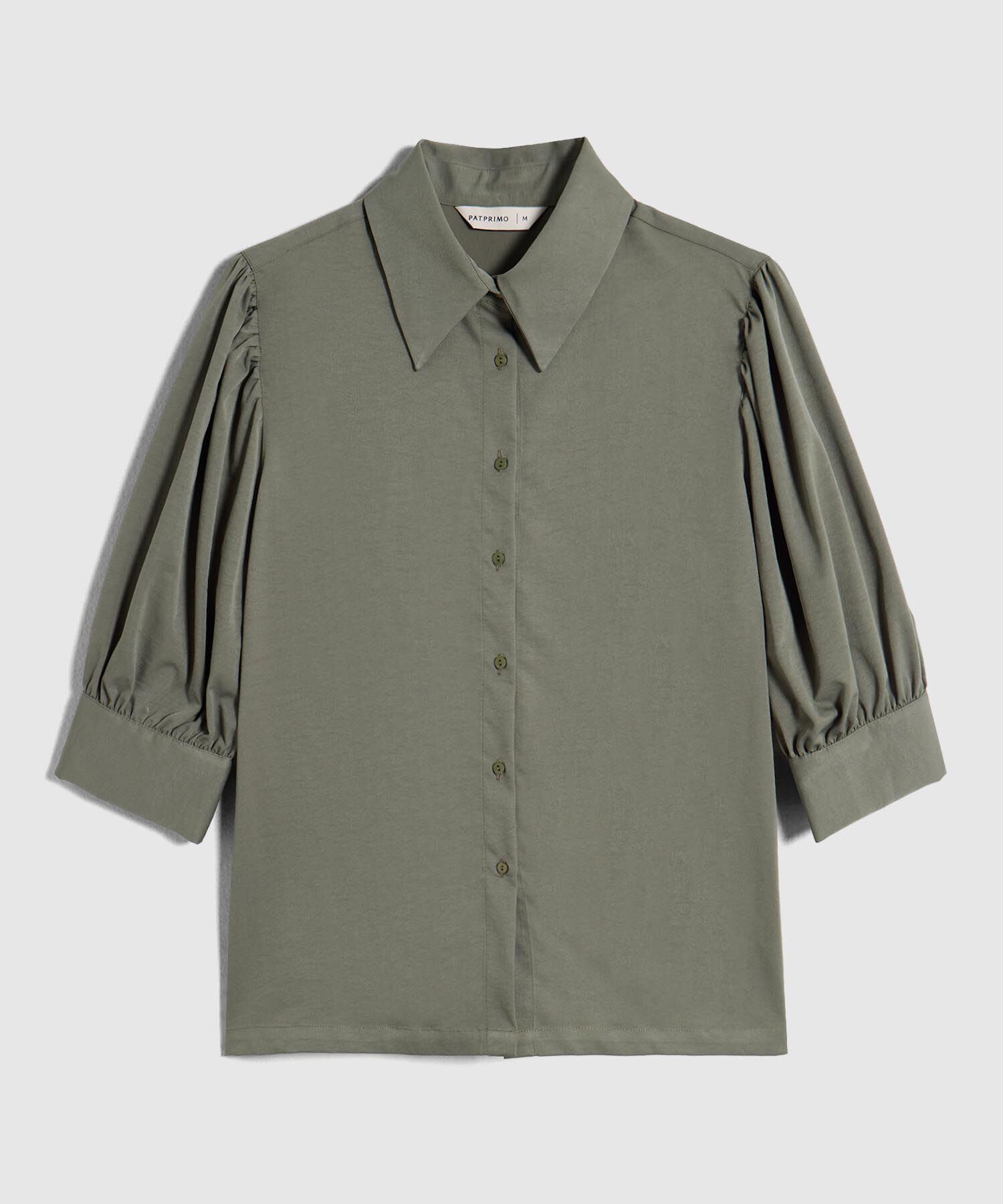 Camisa Camisera Con Mangas Recogidas Para Mujer