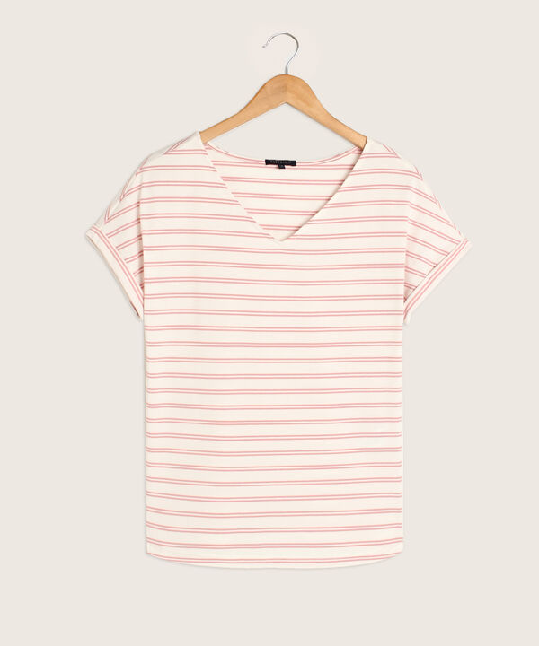 Camiseta A Rayas Cuello En V Mujer