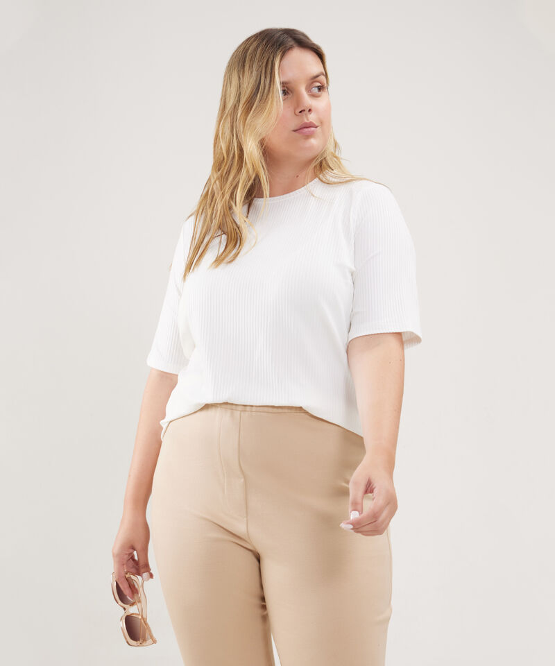 Camiseta Unicolor Manga Corta En Rib