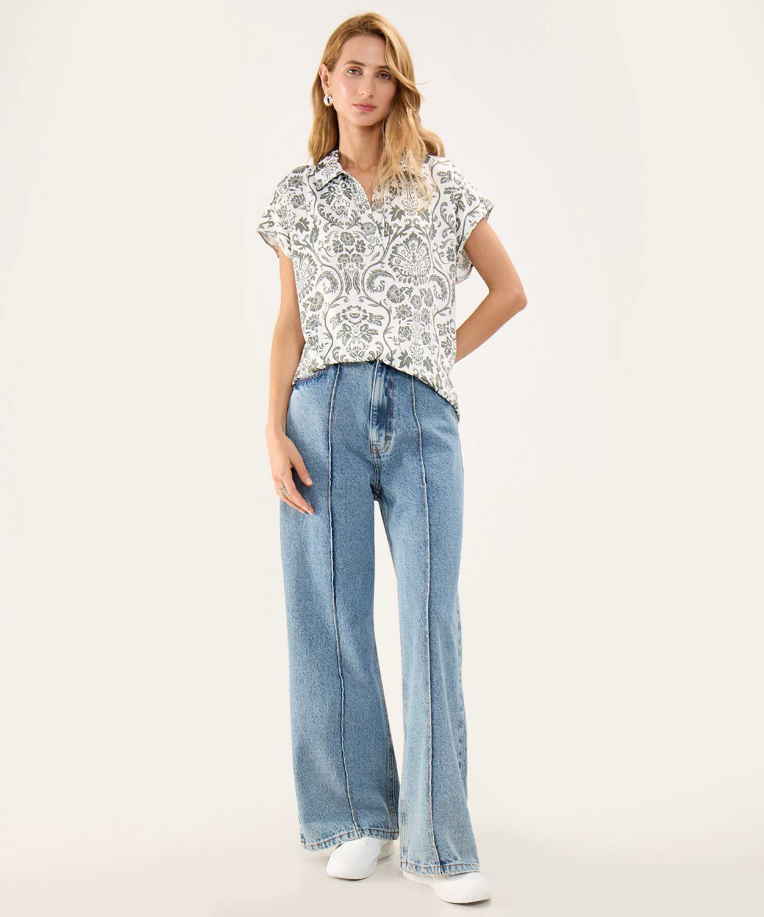 Blusa Satinada Estampada