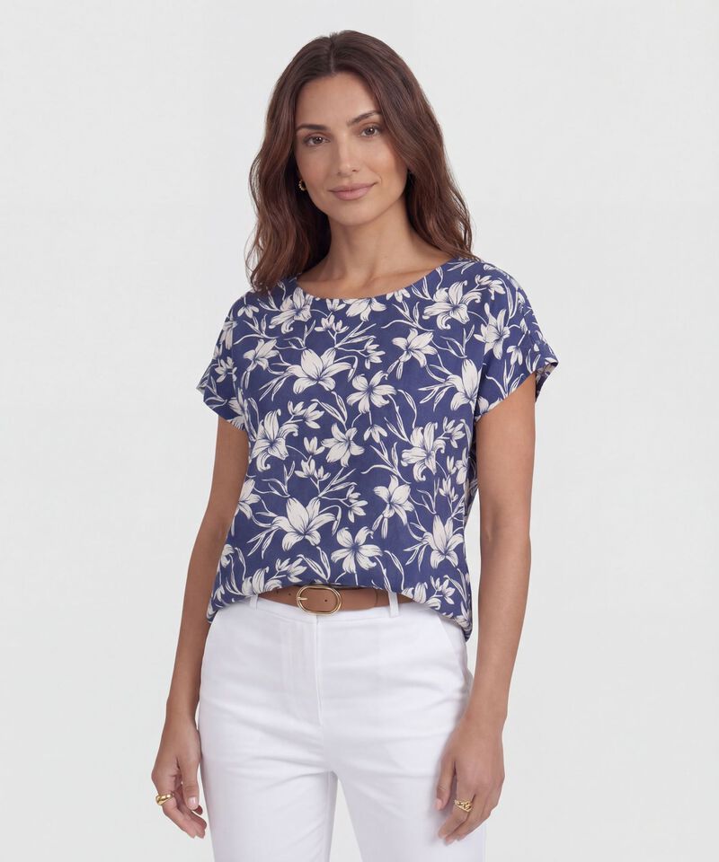 Blusa Estampada, Manga Corta Corrida