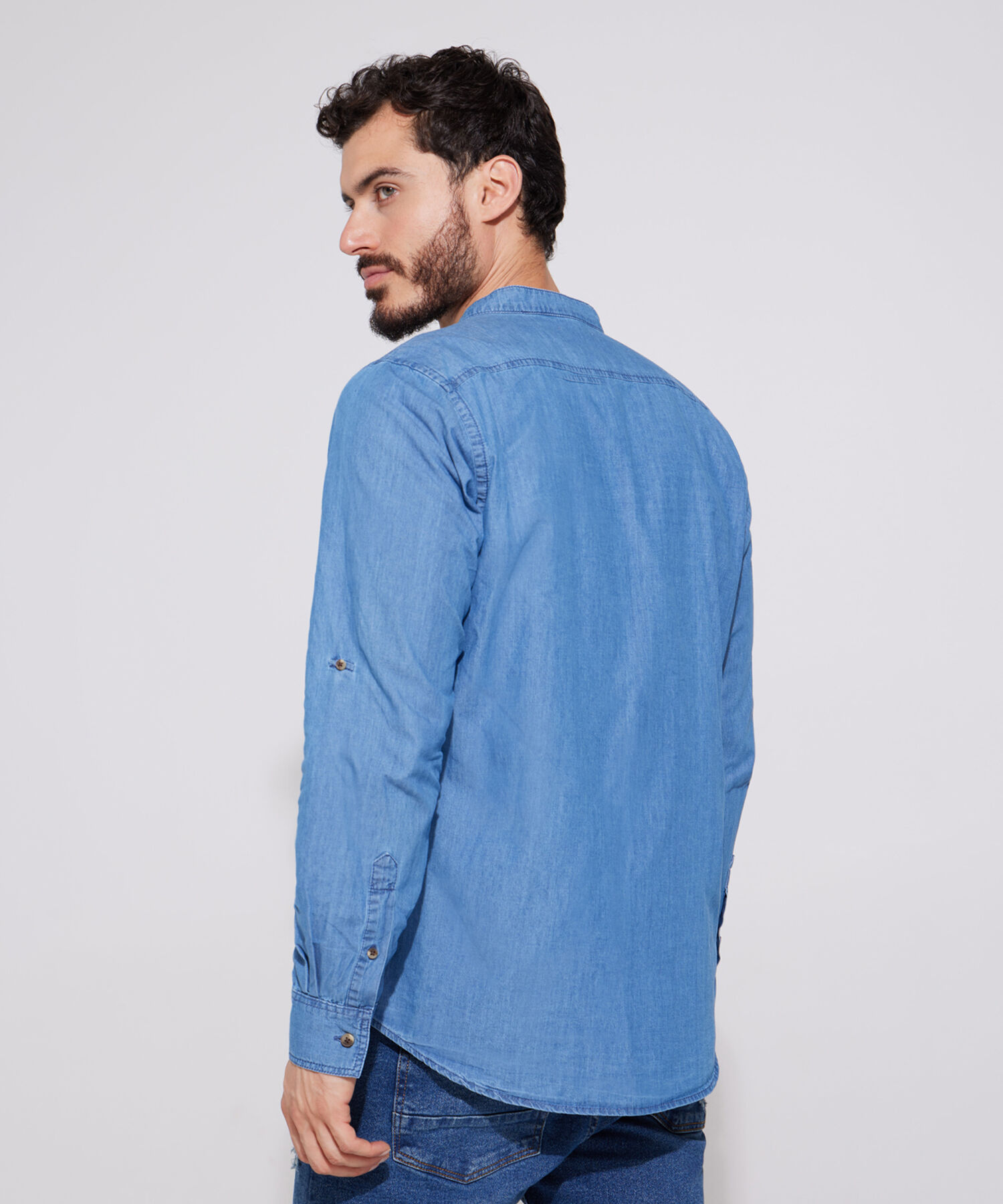 Camisa Unicolor Tela Denim, Regular Fit