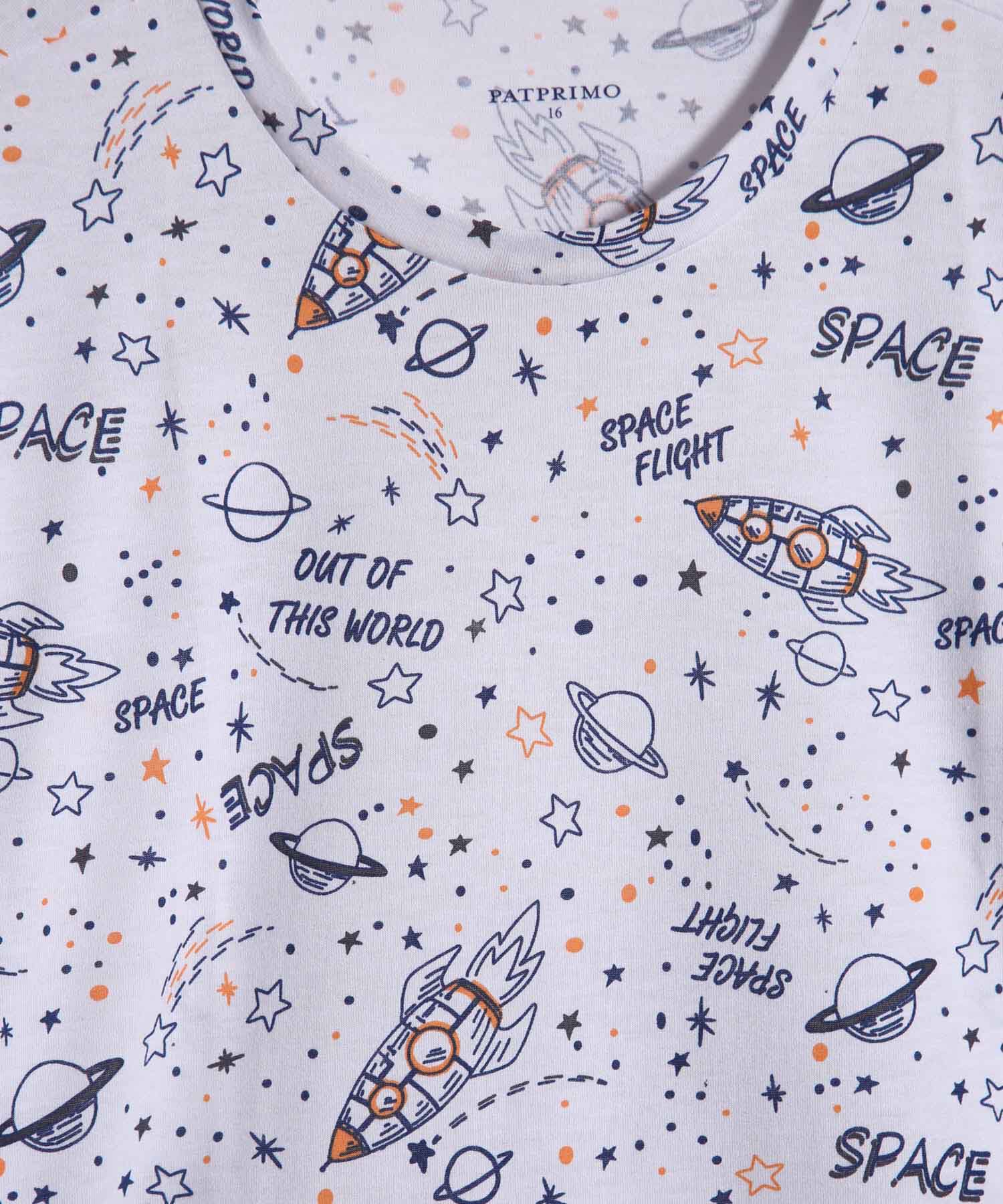 Pijama Junior Camiseta M/C Cuello Redondo/Pantaloneta Unicolor - Lineas