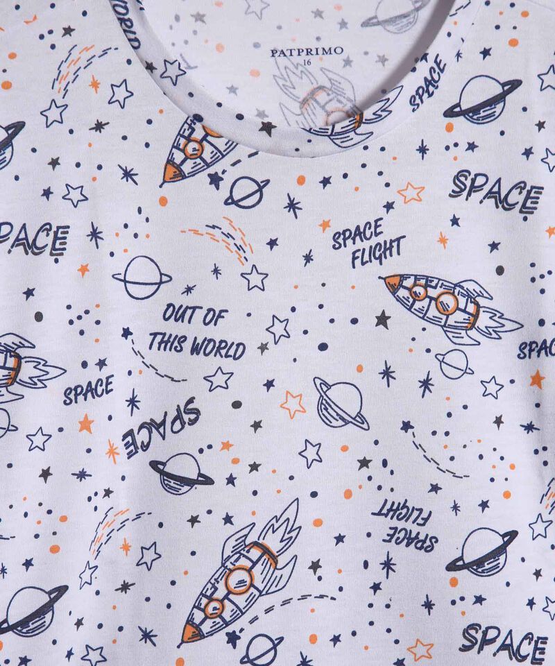 Pijama Junior Camiseta M/C Cuello Redondo/Pantaloneta Unicolor - Lineas