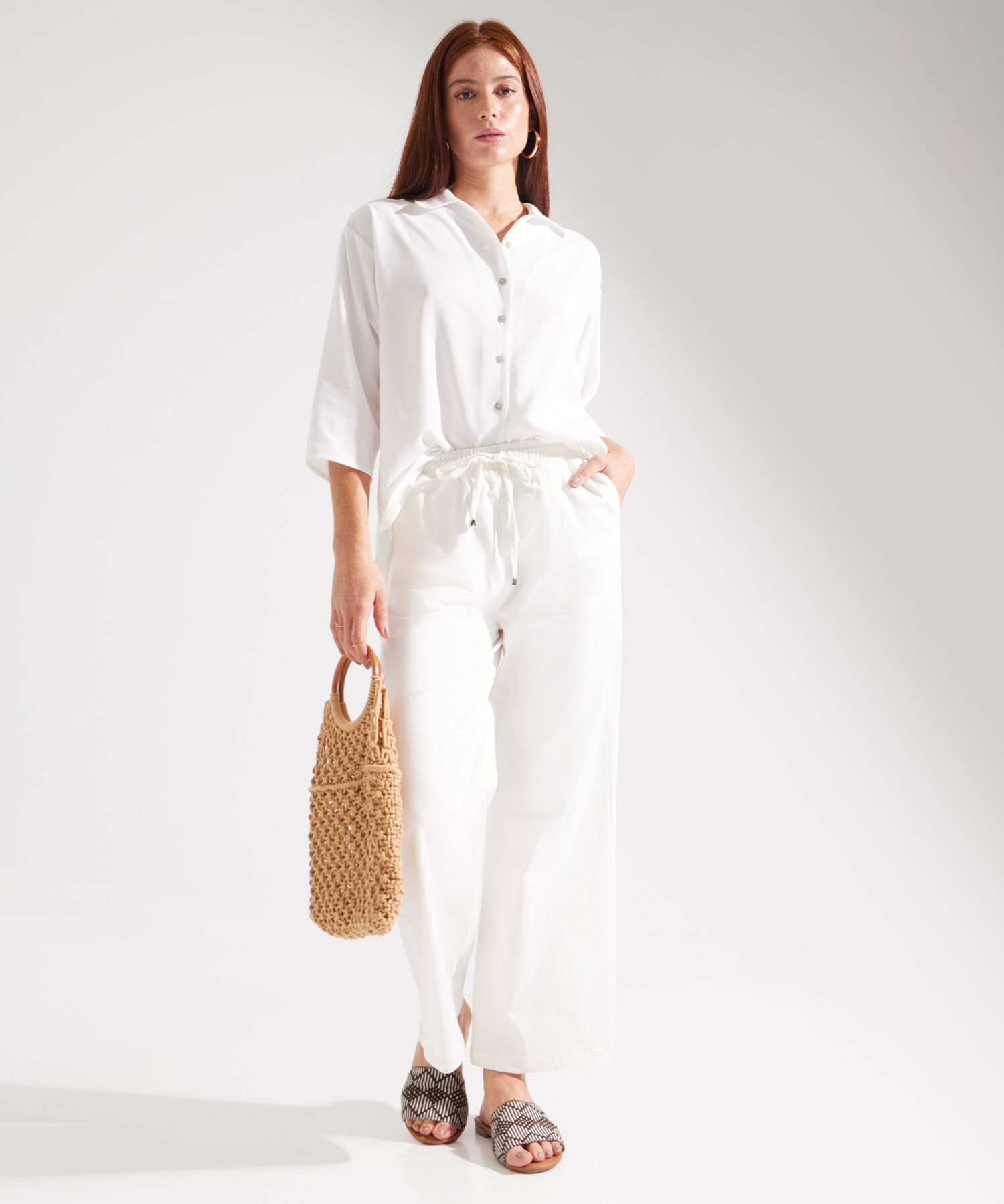 Pantal&oacute;n Fluido con Cord&oacute;n Ajustable Para Mujer