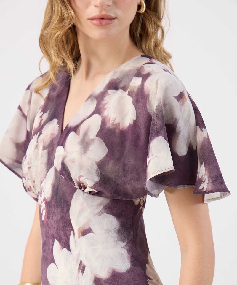 Vestido Midi Estampado Para Mujer Manga Mariposa