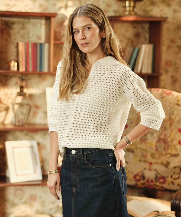 Falda Denim Midi Con Abertura Frontal