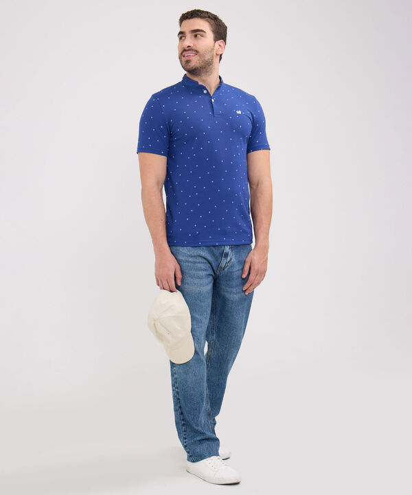 Polo Estampada, Cuello Mao Sin Bolsillo