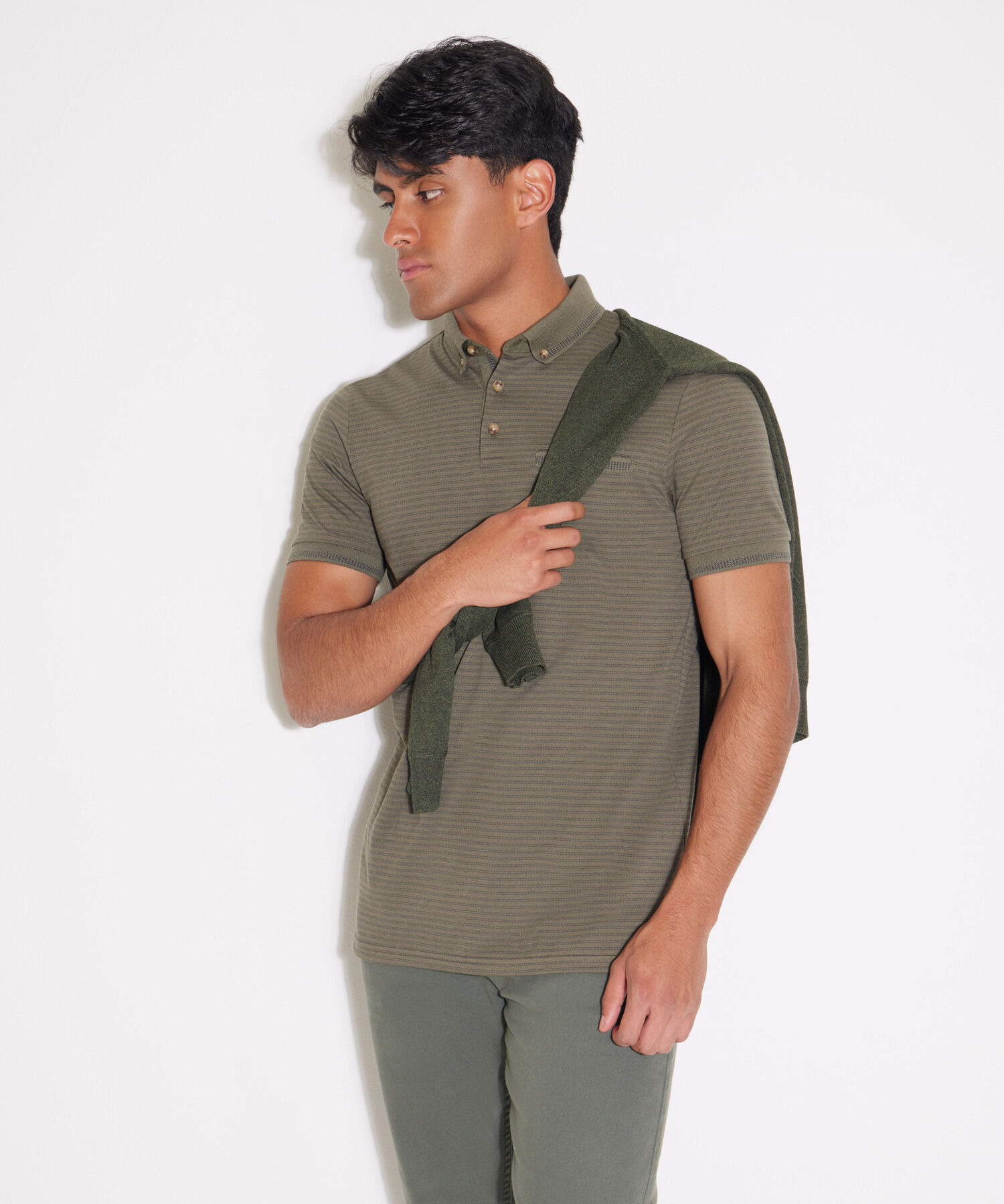 Polo Cuello Tejido Con Pechera Tejida