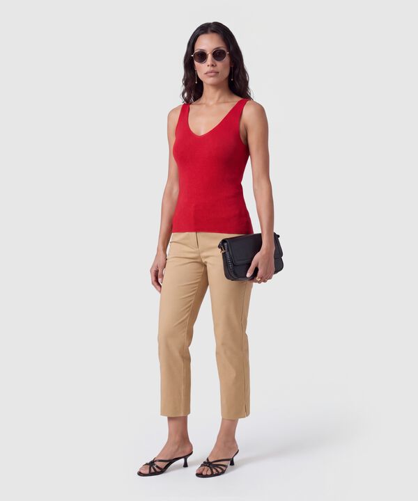 Camiseta Sin Mangas Cuello V Para Mujer