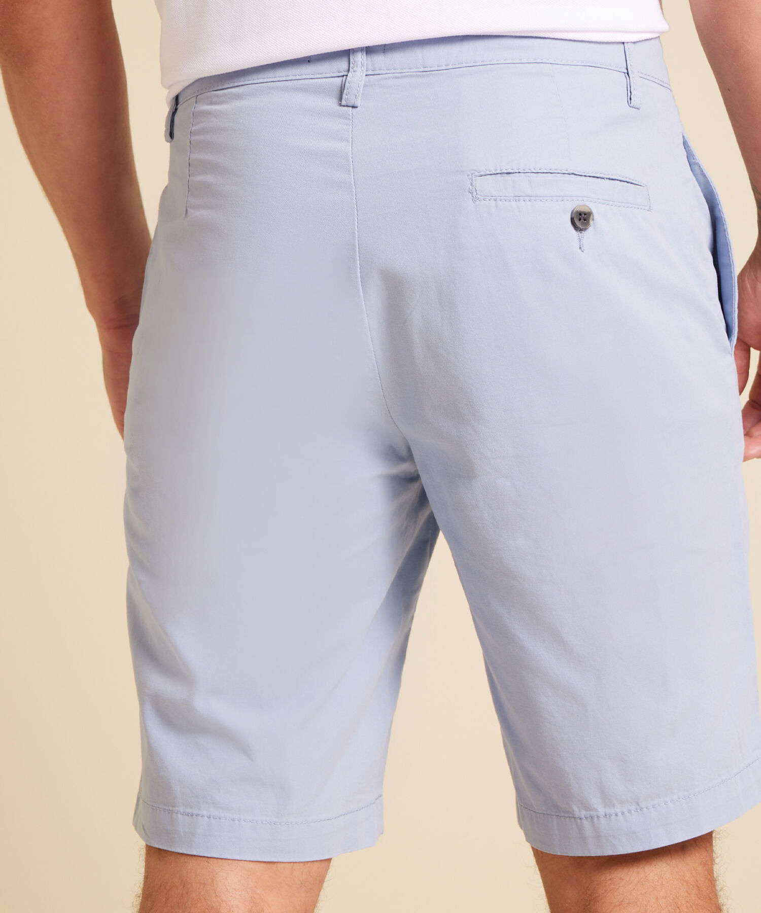 Bermuda Para Hombre Corta Unicolor Con Bolsillo Trasero