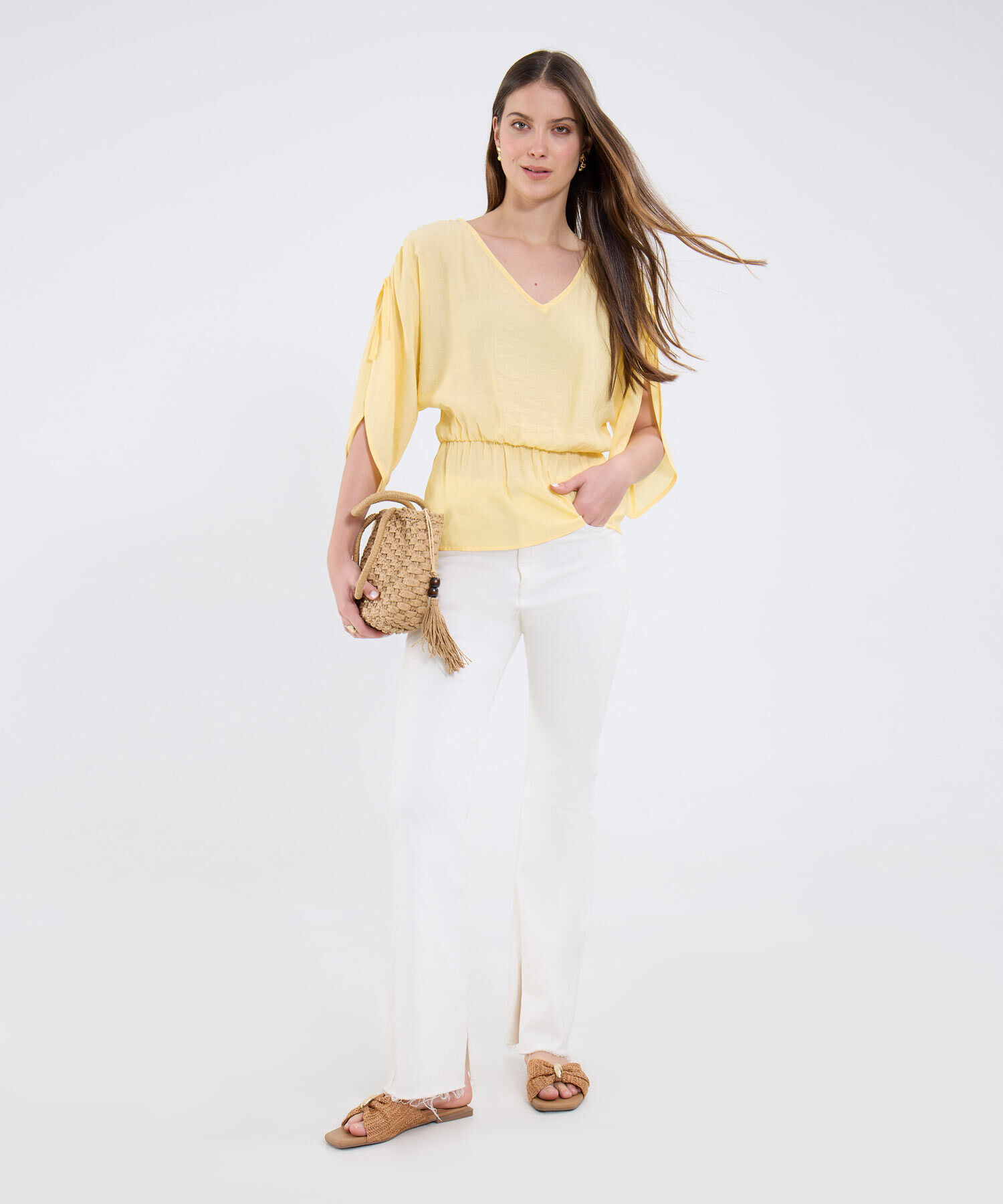 Blusa Manga ¾ Unicolor