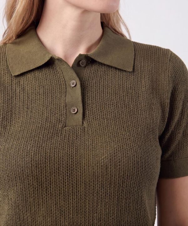 Polo Manga Corta Cuello Tejido Para Mujer