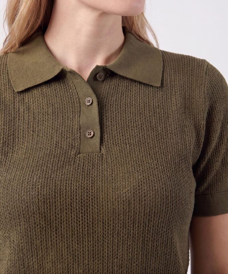 Polo Manga Corta Cuello Tejido Para Mujer
