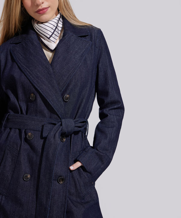 Chaqueta Gabardina En Denim Tono Azul Raw