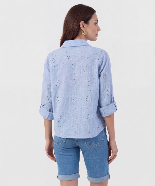 Camisa En Broderie Con Charretera Para Mujer