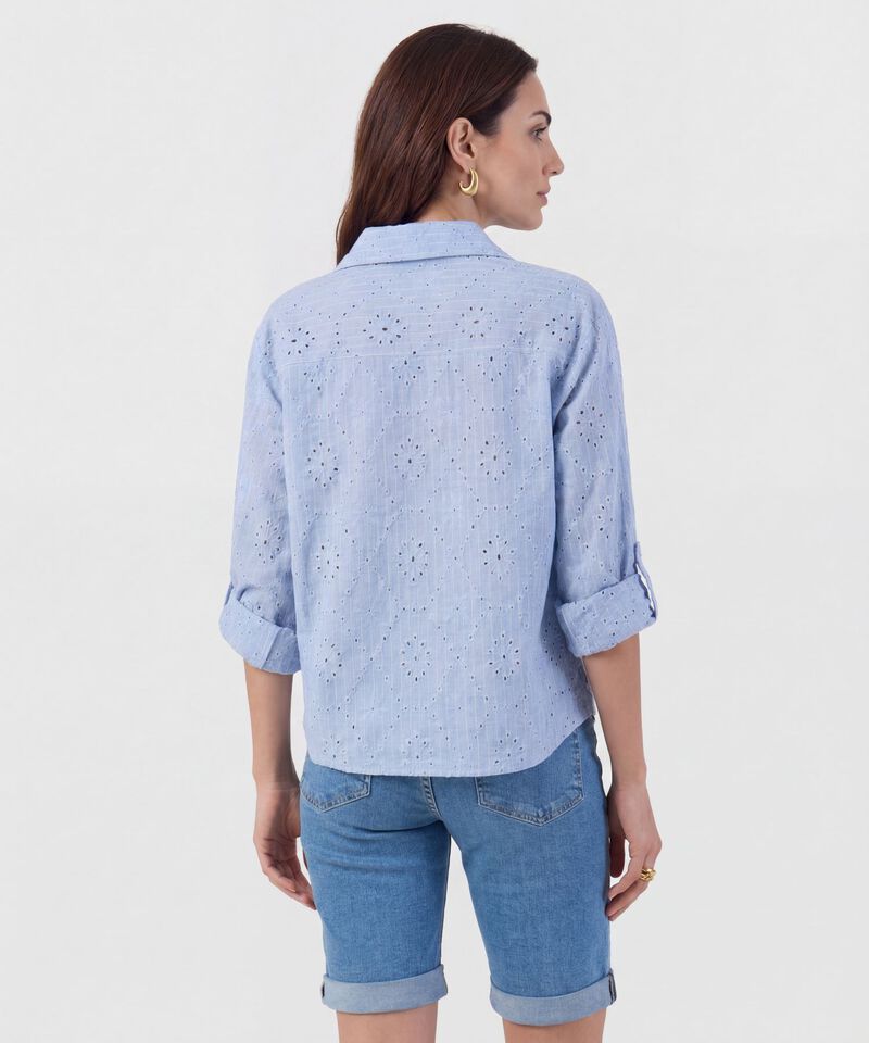 Camisa En Broderie Con Charretera Para Mujer