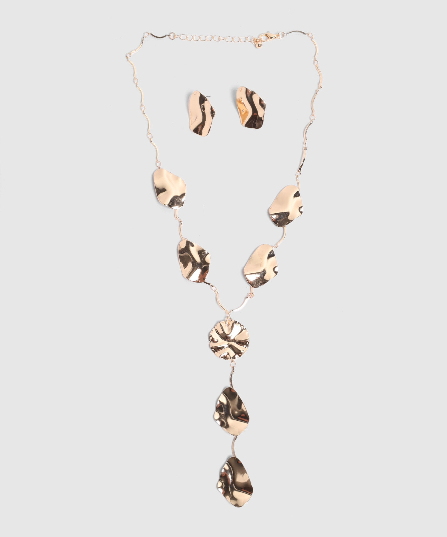 Set De Collar Y Aretes Con Placas Org&aacute;nicas Para Mujer