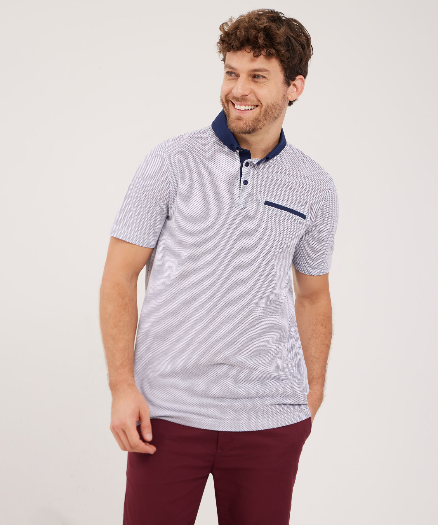 Polo  De Textura Con Cuello En Plana