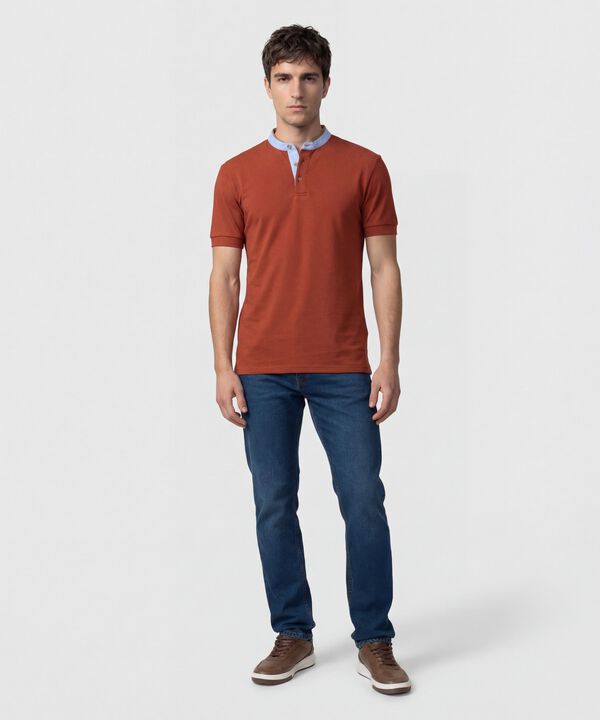 Polo Con Cuello Neru Y Pechera Hombre