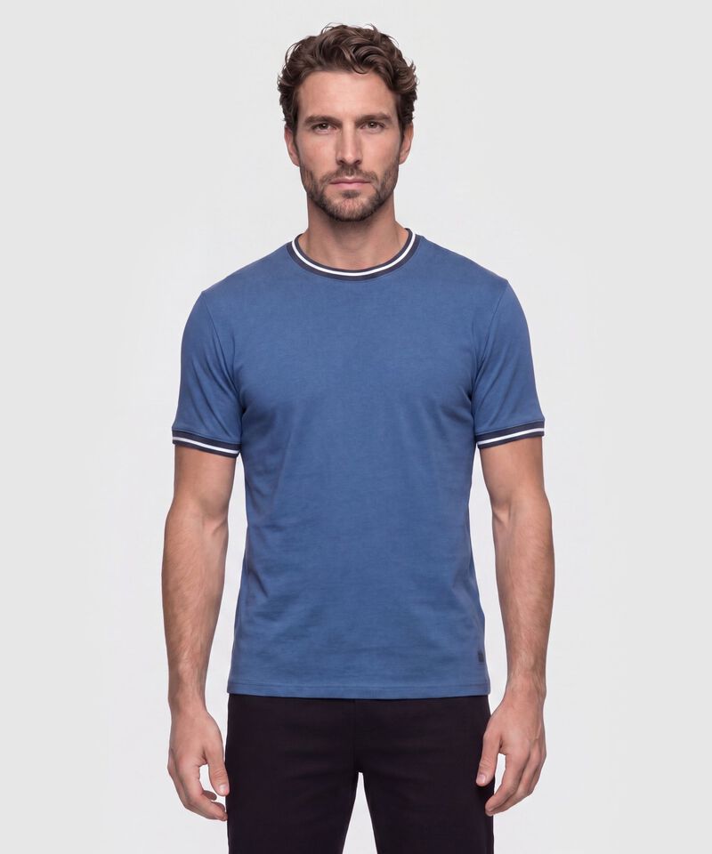Camiseta Cuello Redondo con Rib Para Hombre