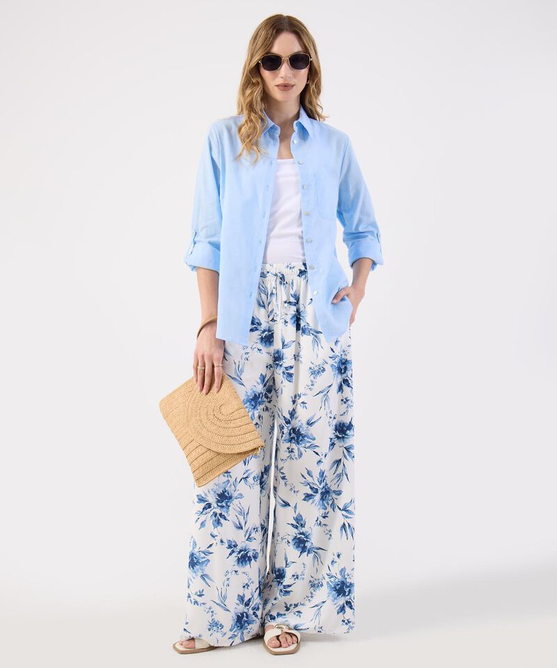 Pantalón Fluido Estampado Floral Ancho