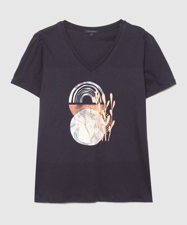 Camiseta Estampada con Escote en V