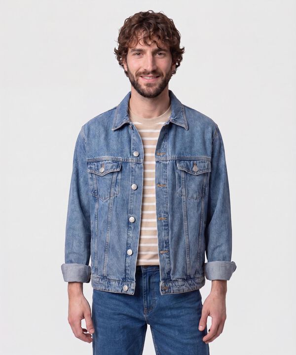 Chaqueta Denim Con Botones Hombre