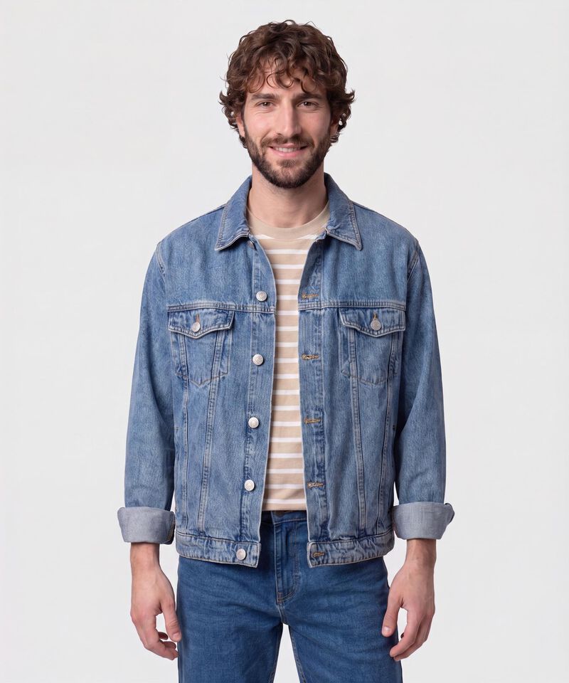 Chaqueta Denim Con Botones Hombre