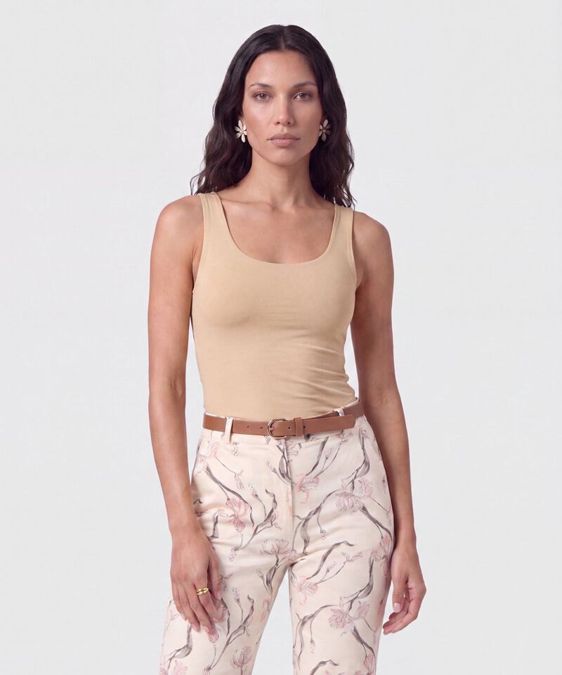 Top Sin Mangas Cuello U Para Mujer