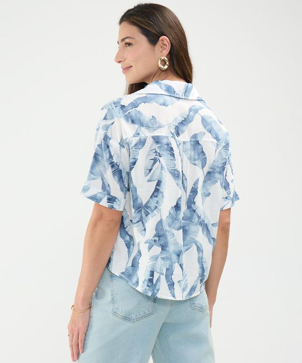 Camisa Estampada en Efecto Lino