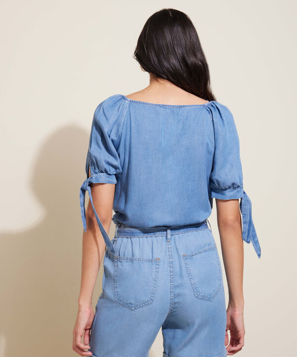 Blusa Mangas Con Fajon Para Nudo