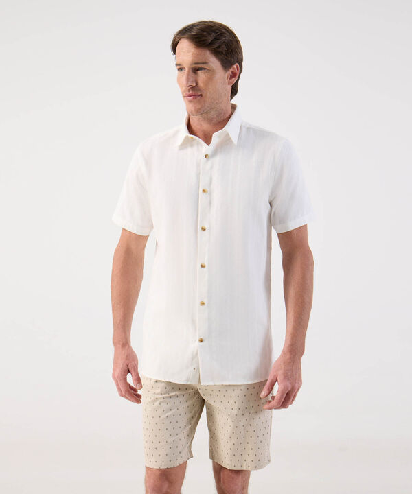 Camisa de Manga Corta Texturizada para Hombre image number null