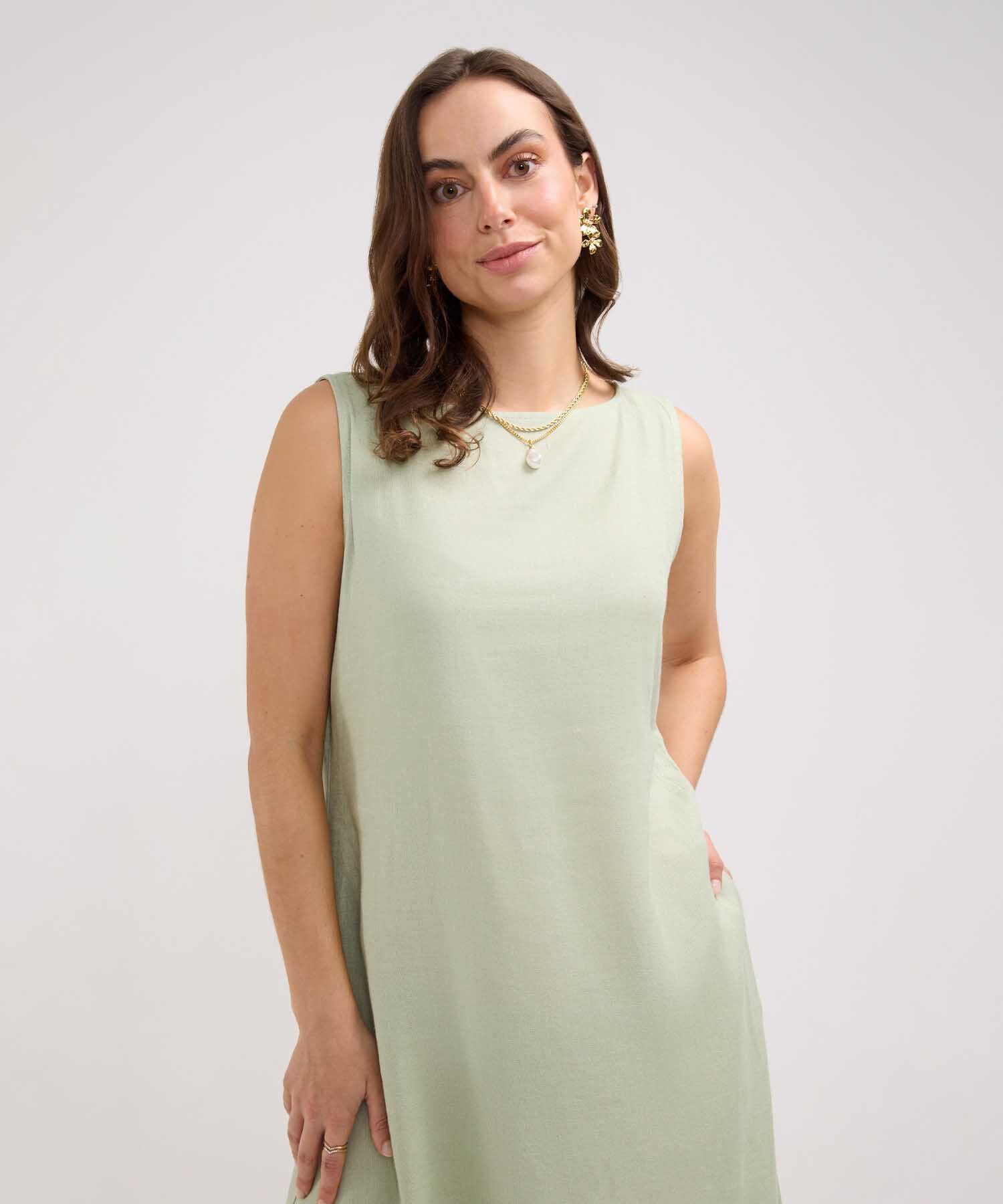 Vestido en Efecto Lino