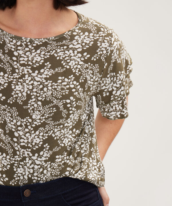 Camiseta Estampada Manga Corta Con Doble Vuelo