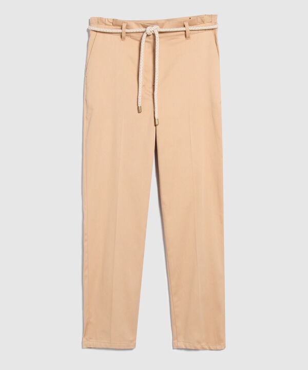 Pantalón Clásico Con Cinturón En Tejido