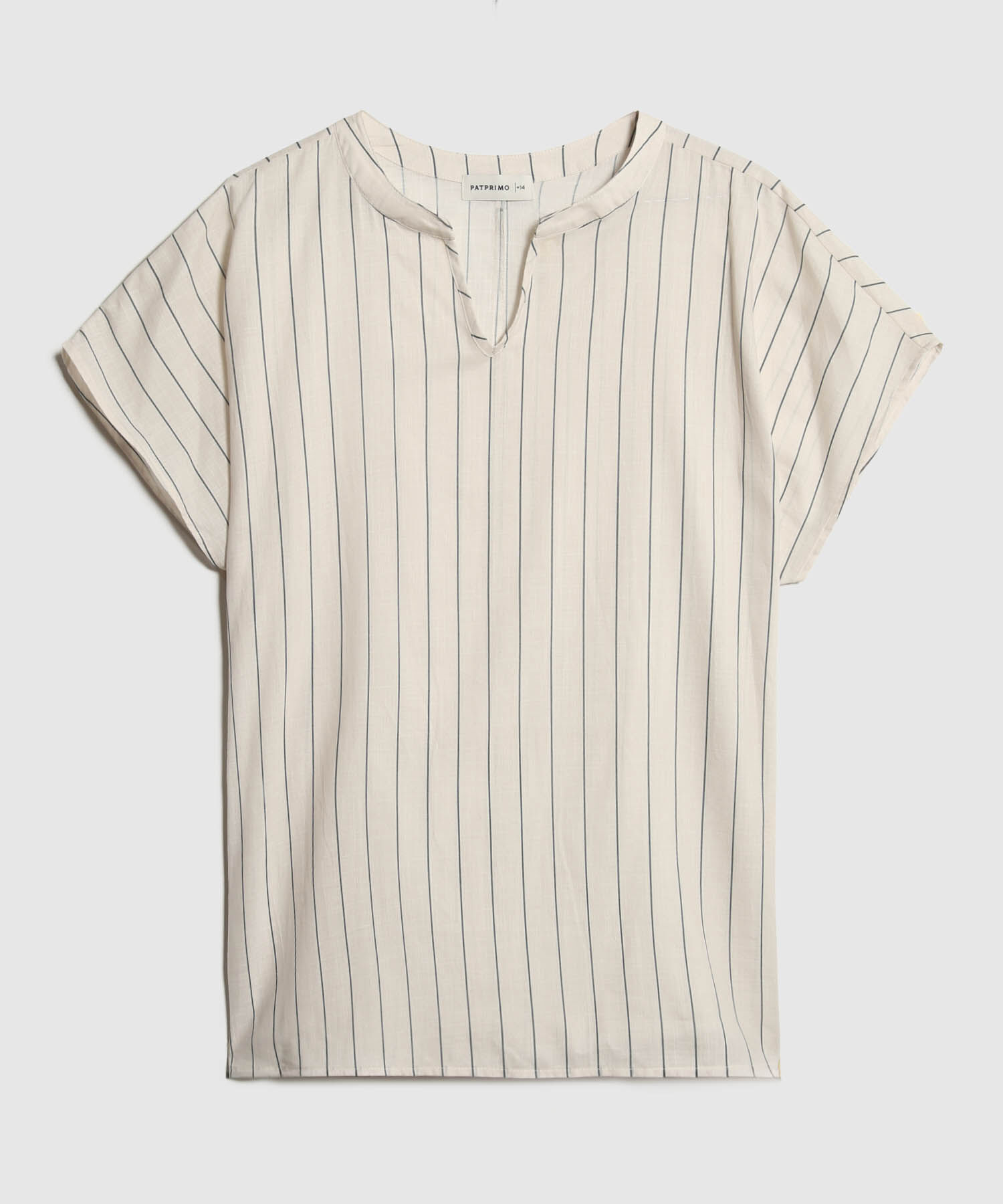 Blusa A Rayas Cuello Mao