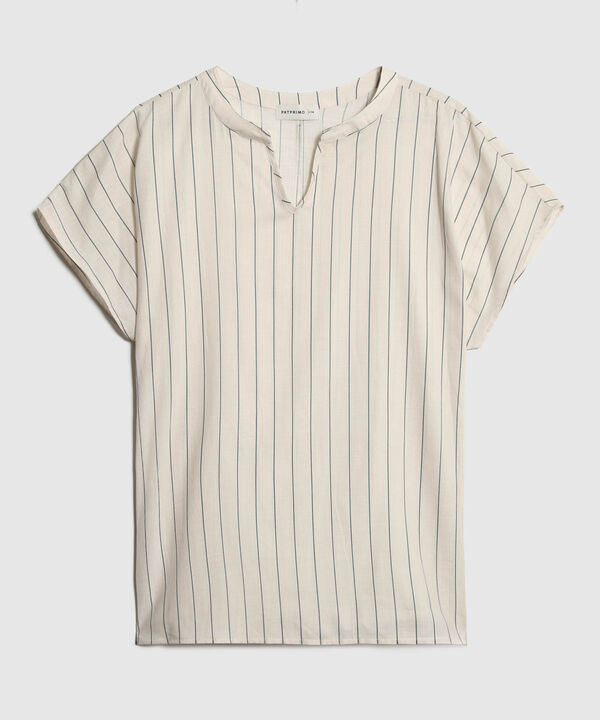 Blusa A Rayas Cuello Mao image number null