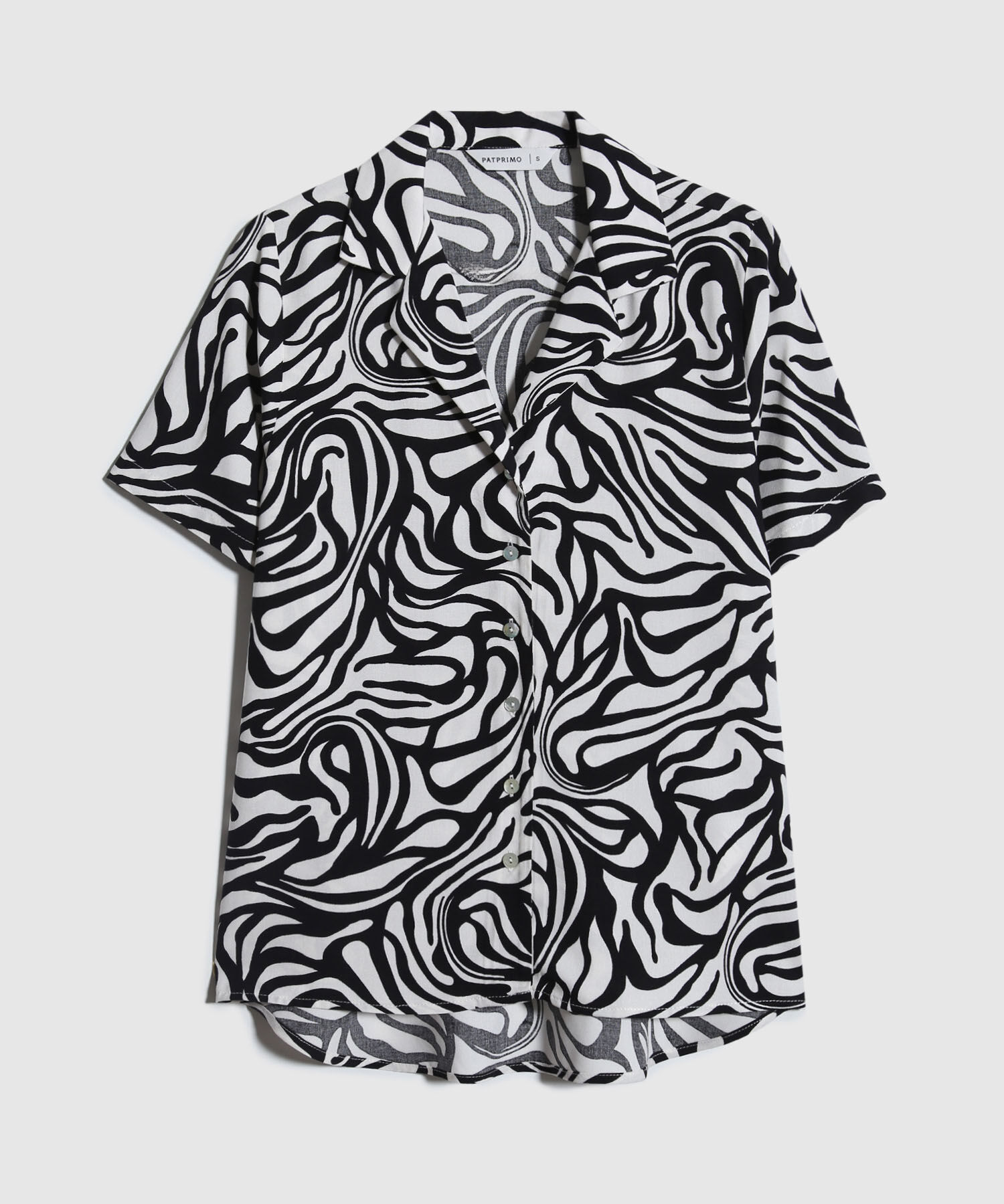 Camisa Estampada, Manga Corta, Cuello Camisero