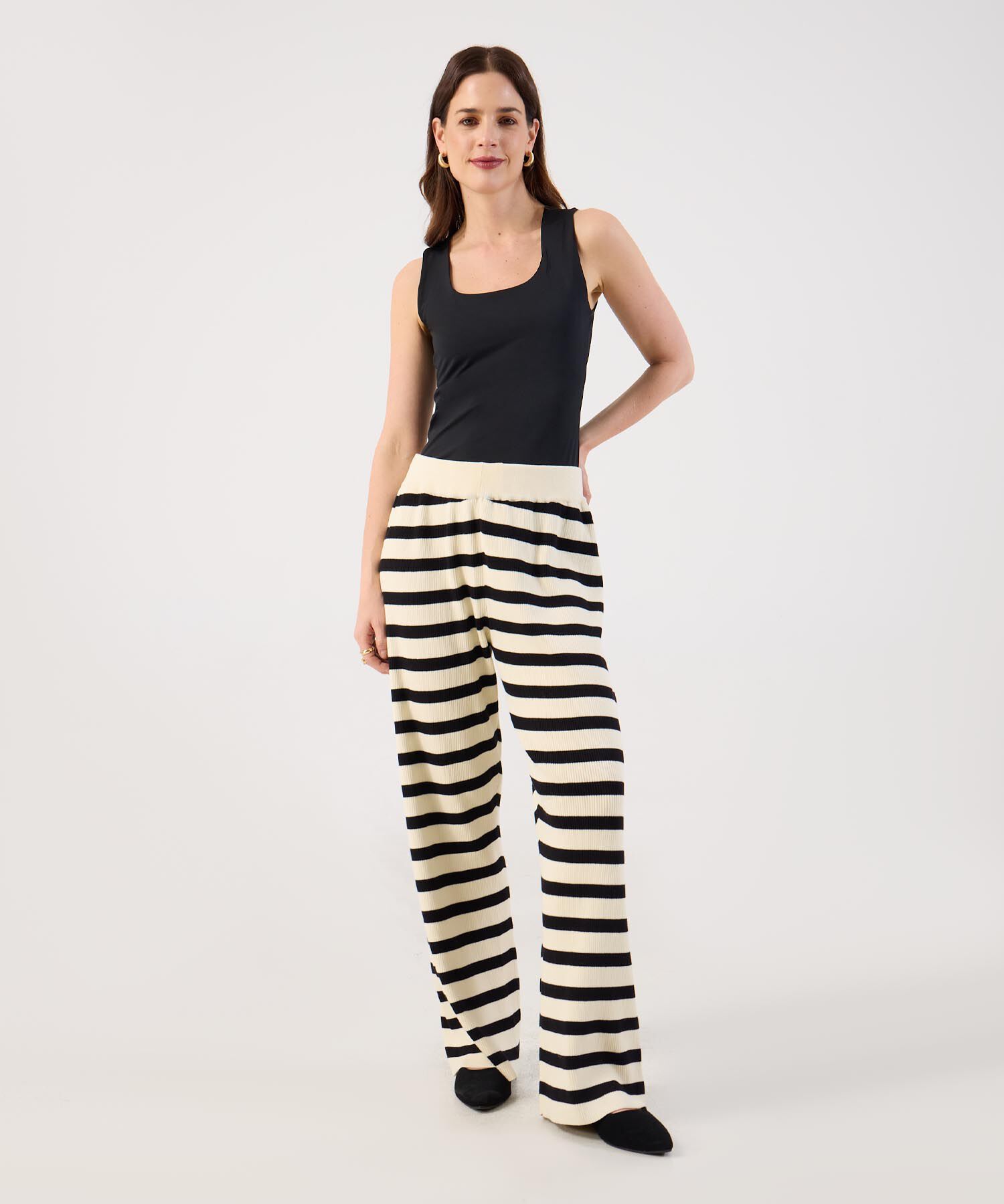 Pantal&oacute;n en Tejido de Punto Rayado para Mujer